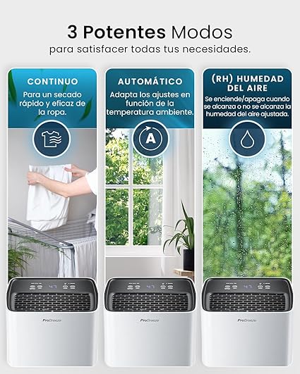 Pro Breeze deshumidificador 6L con modo secado ropa y drenaje continuo para trasteros medianos 4