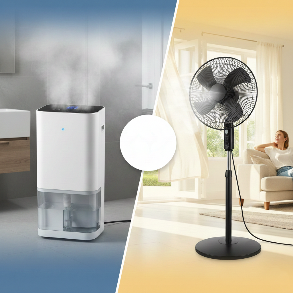 Comparativa deshumidificador vs ventilador en una habitación