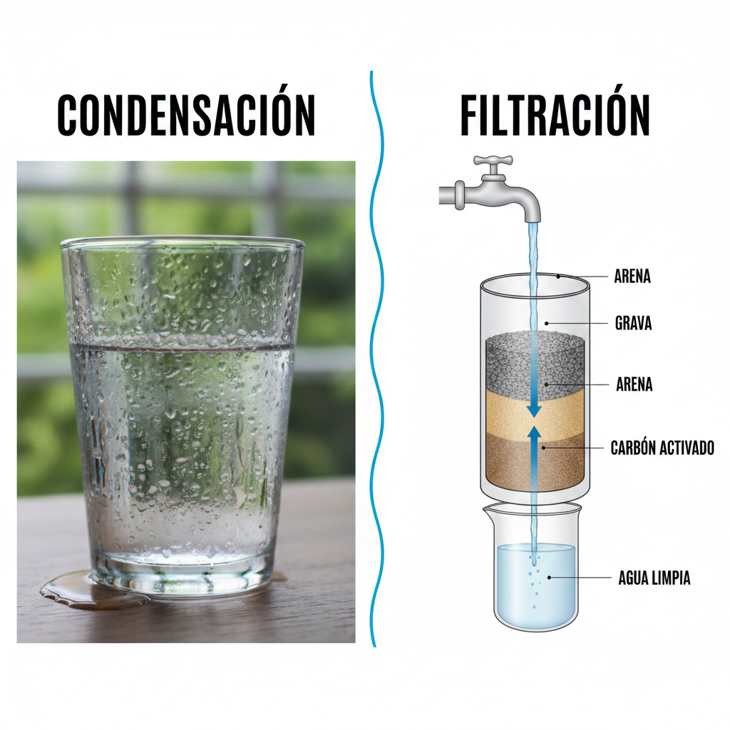 Diferencia entre condensación y filtración: comparación visual de humedades