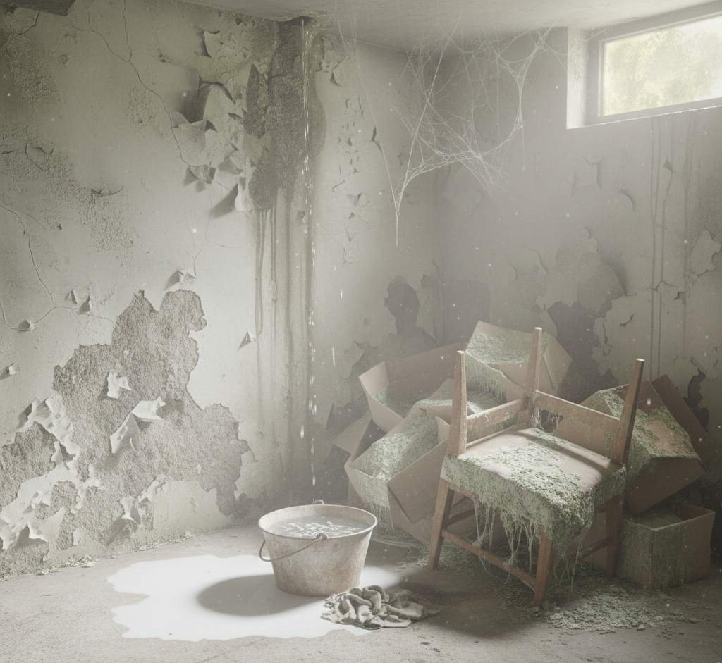 Filtración de agua en sótano: humedad en muros y suelo por presión del terreno