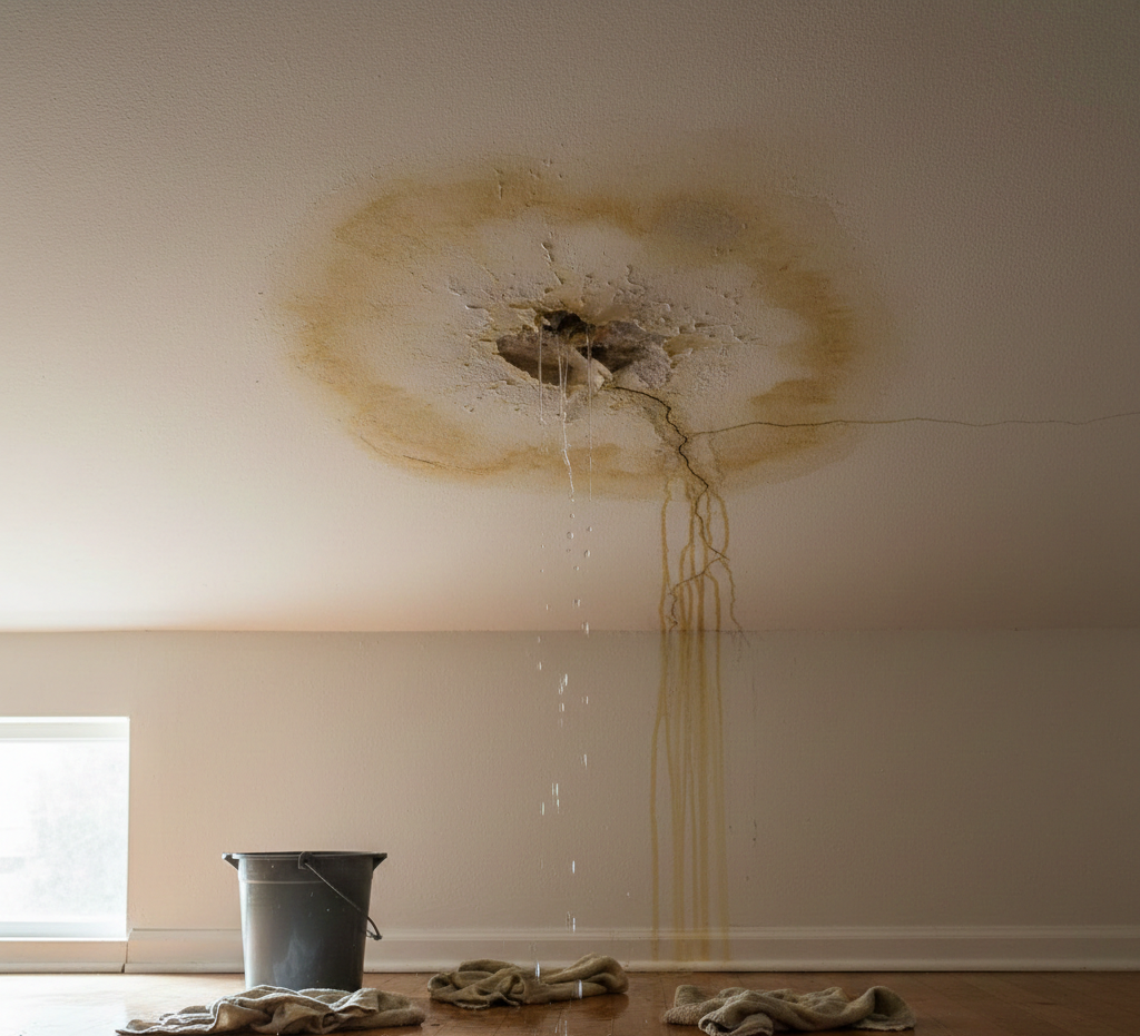 Humedad por filtración en techos: manchas y goteras típicas