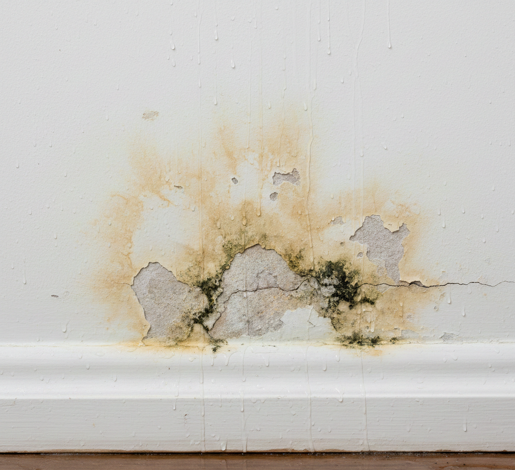 Humedad por filtración en pared: manchas y señales típicas