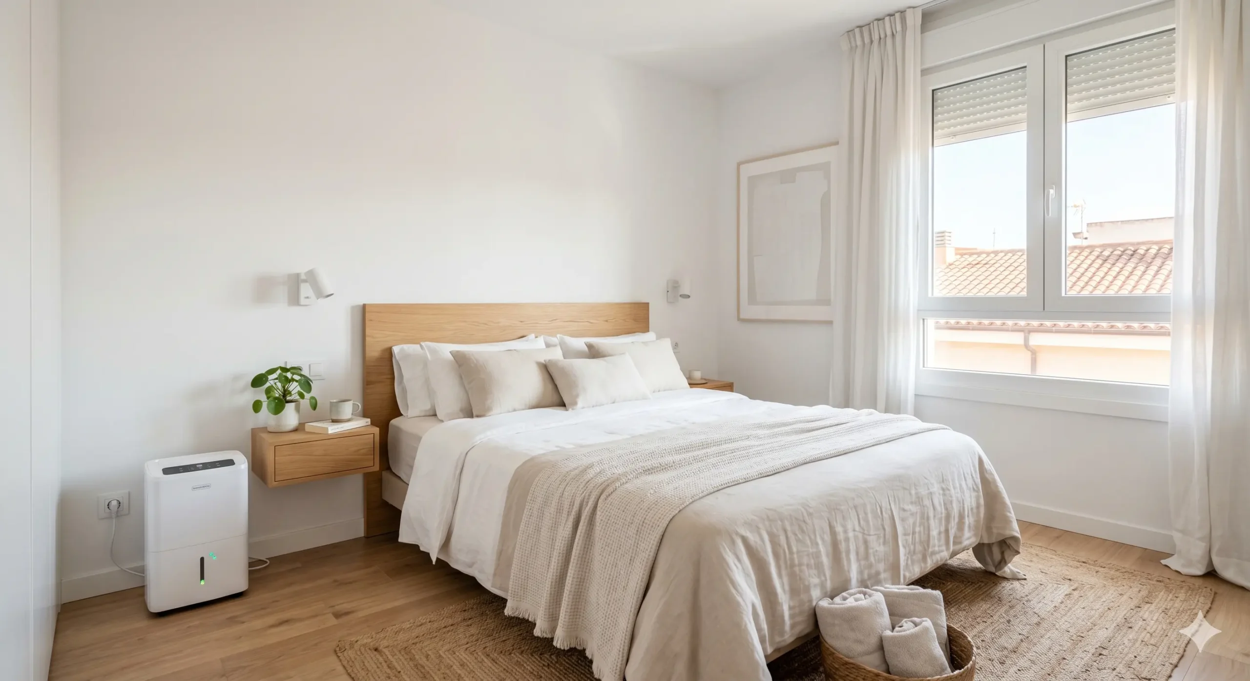 Dormitorio o salón moderno con deshumidificador