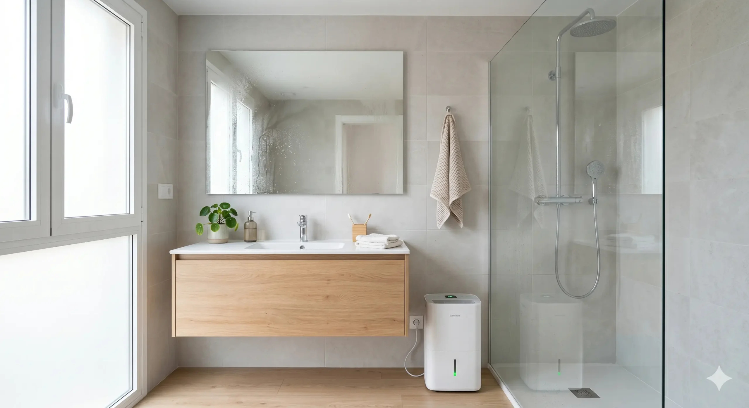 Baño con humedad y deshumidificador