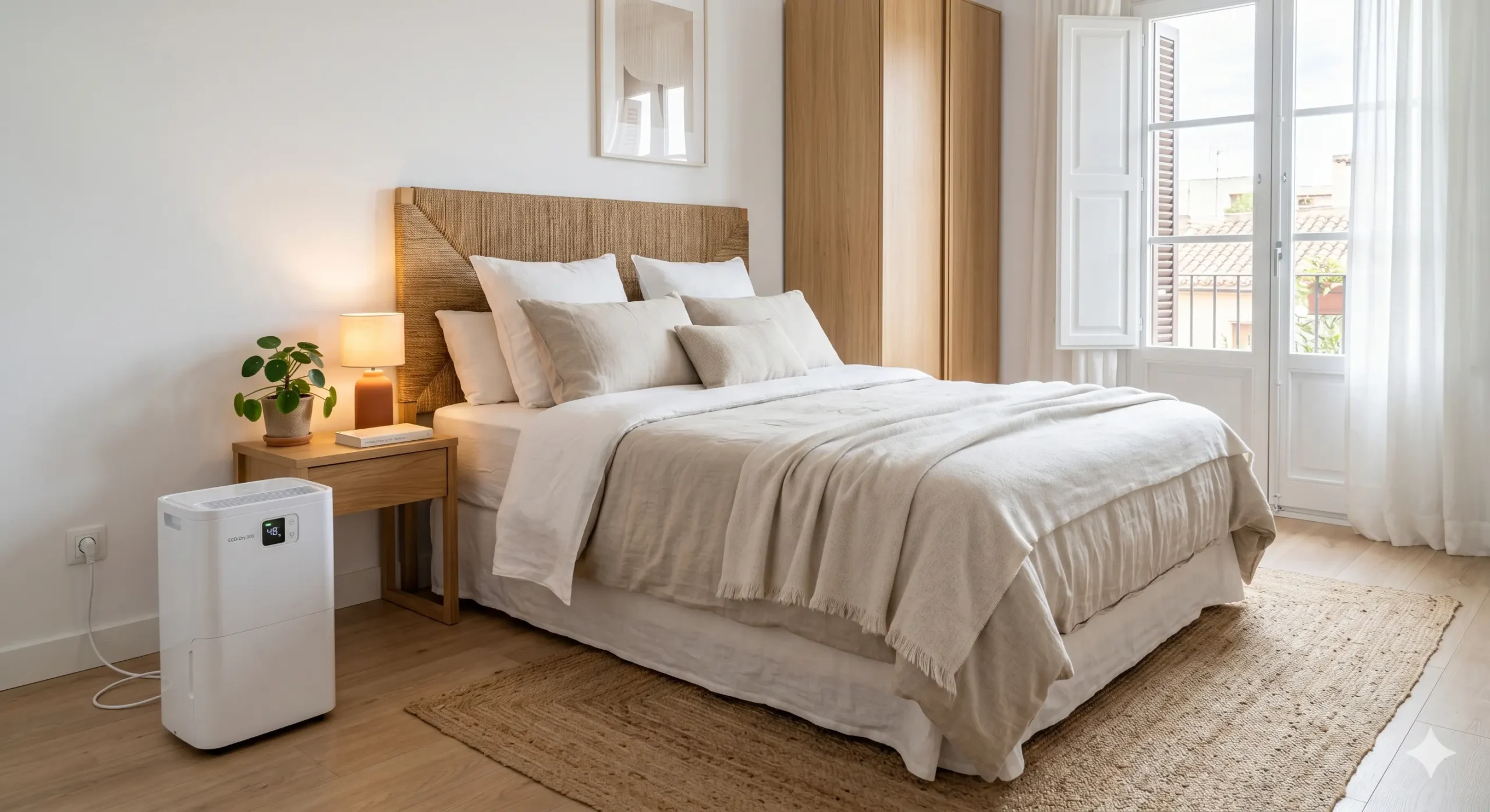 Dormitorio con deshumidificador