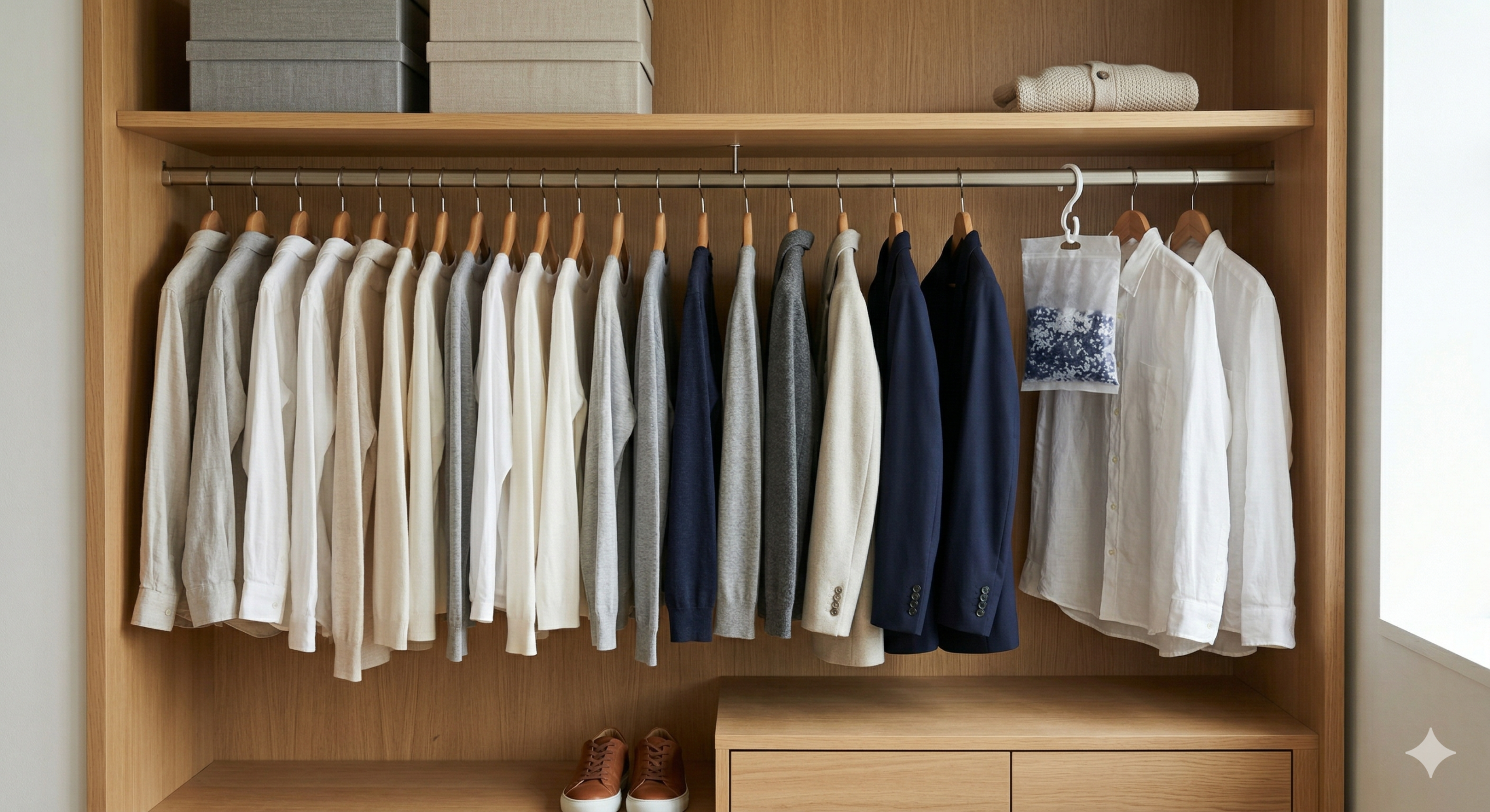 bolsa antihumedad en armario con ropa