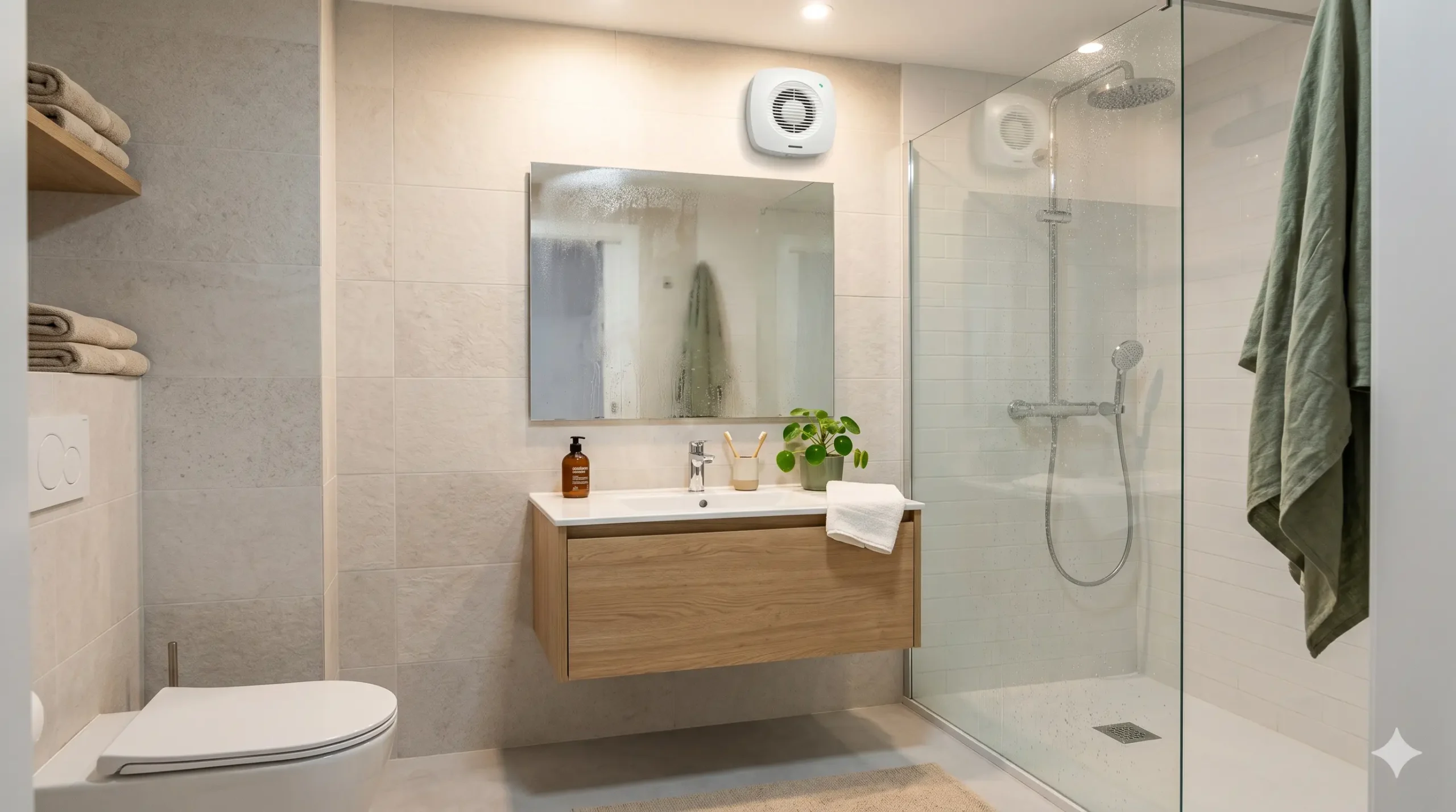 baño sin ventana con humedad y necesidad de extractor sin obra