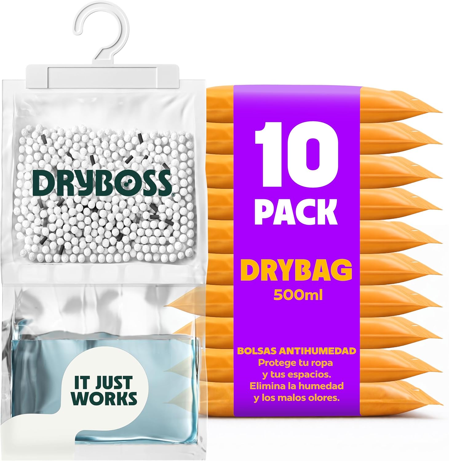 DRYBOSS Pack 10 XL bolsas antihumedad para armarios