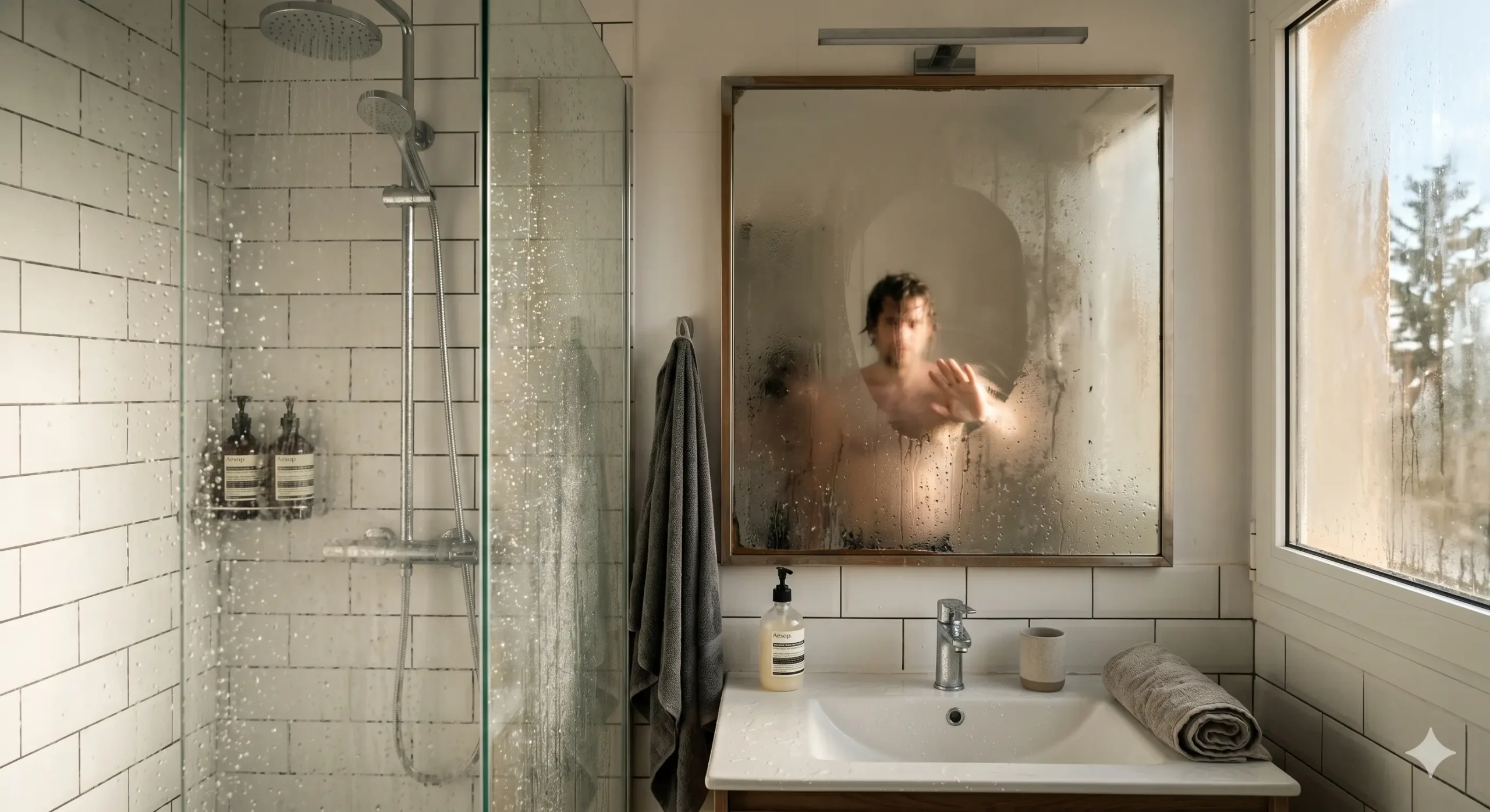 condensación en el baño tras la ducha