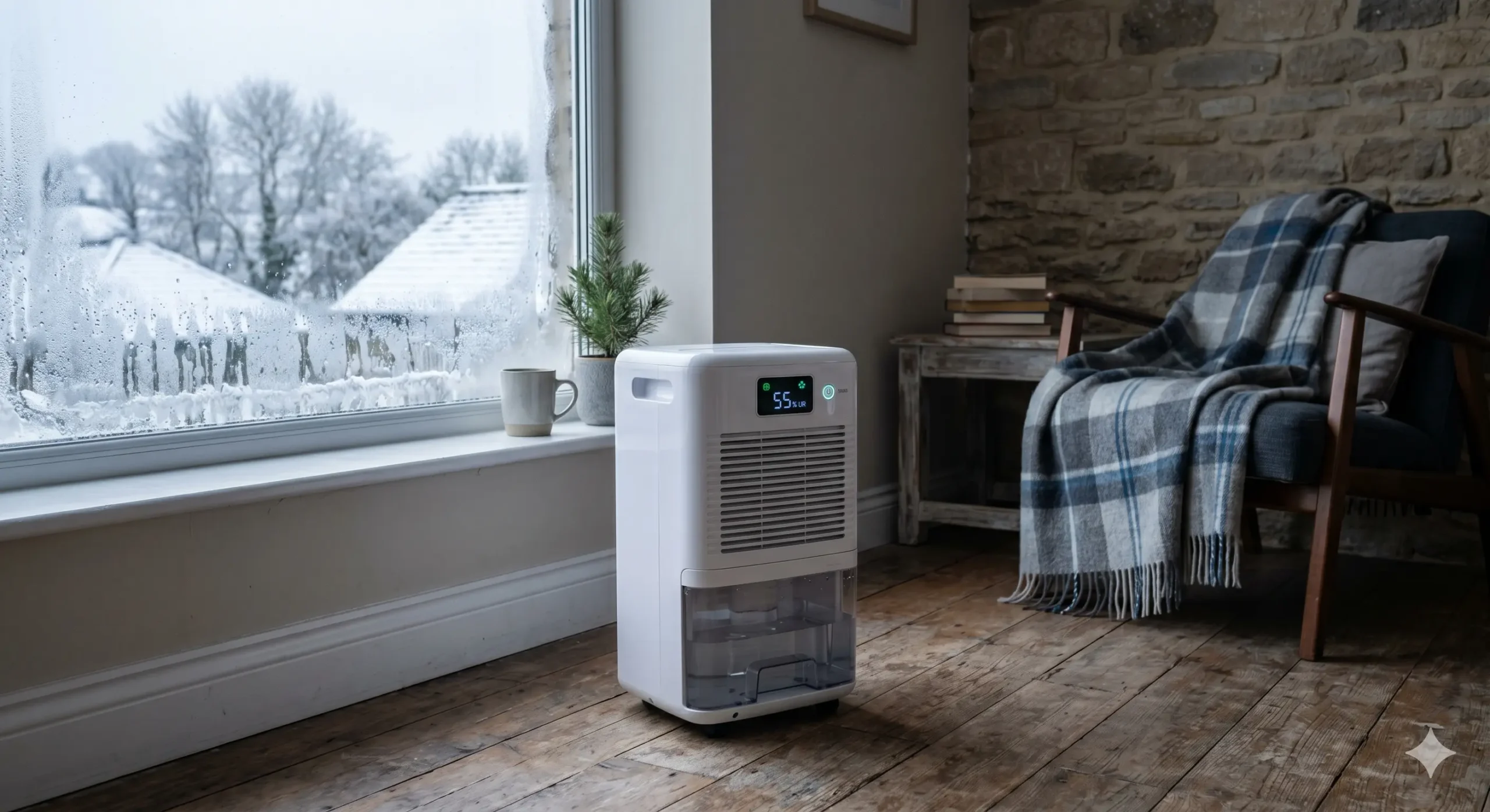 Deshumidificador funcionando en una estancia fría