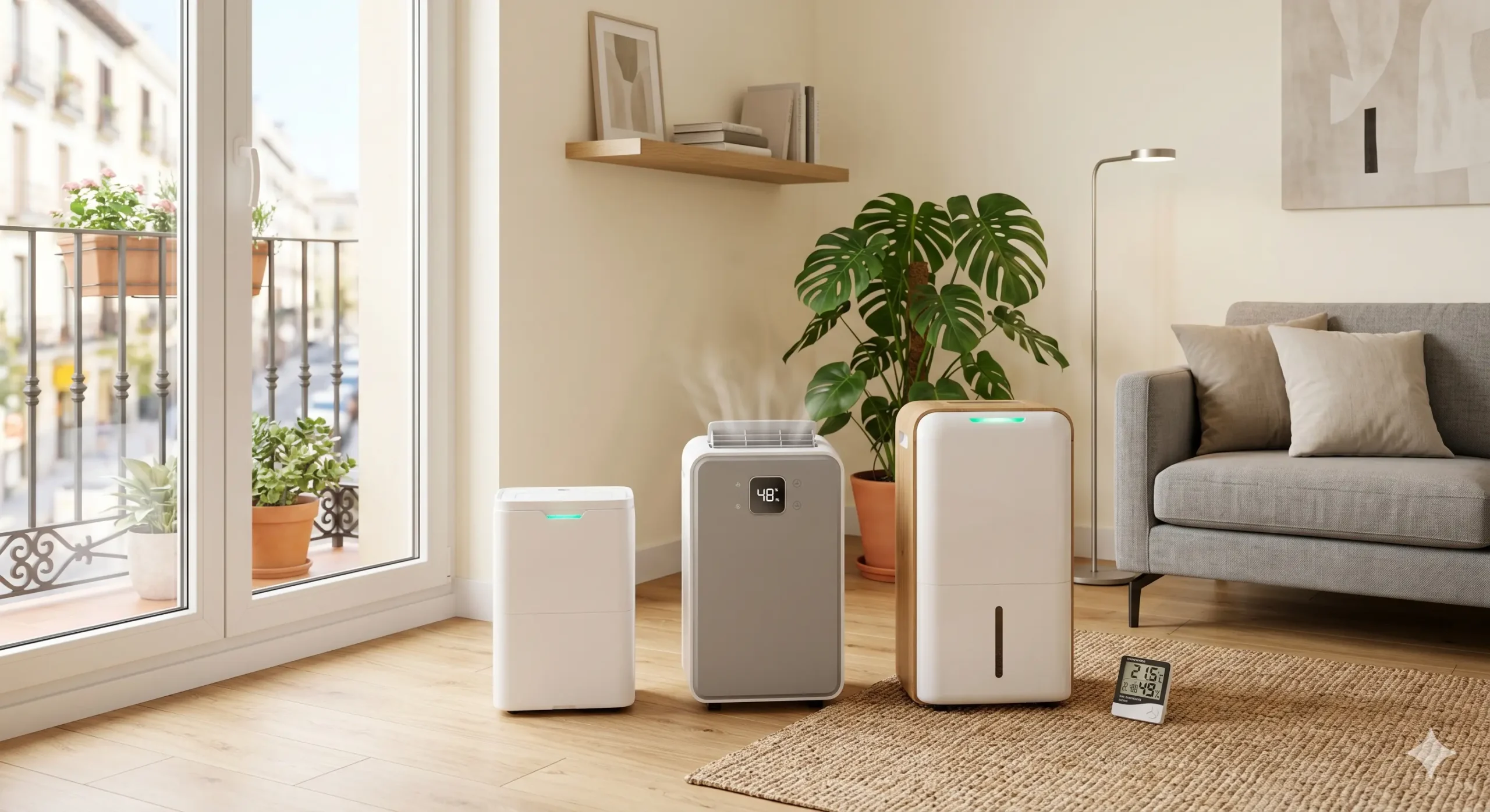 Deshumidificador con compresor y depósito de agua