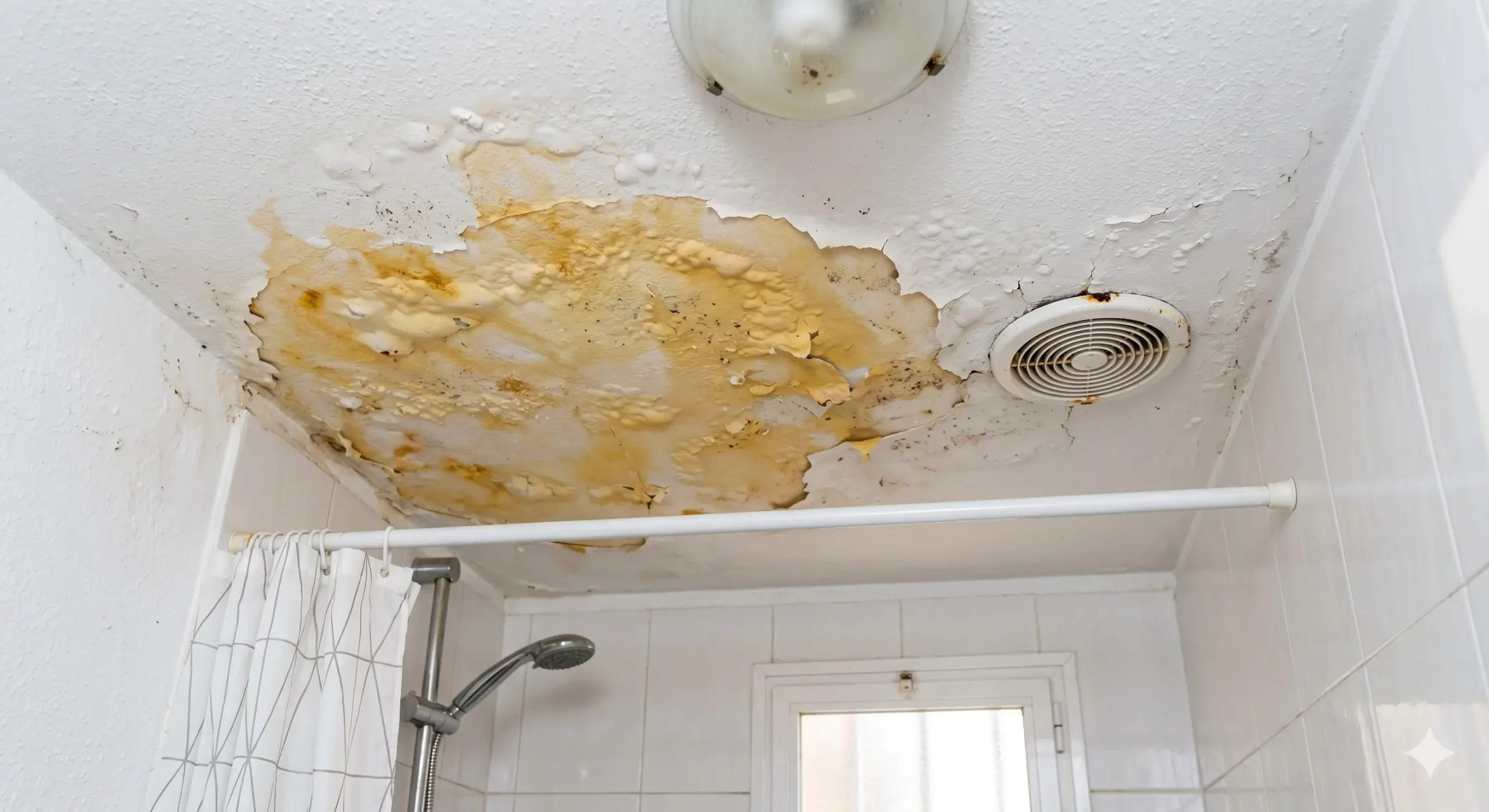 humedad en techo del baño con mancha amarilla