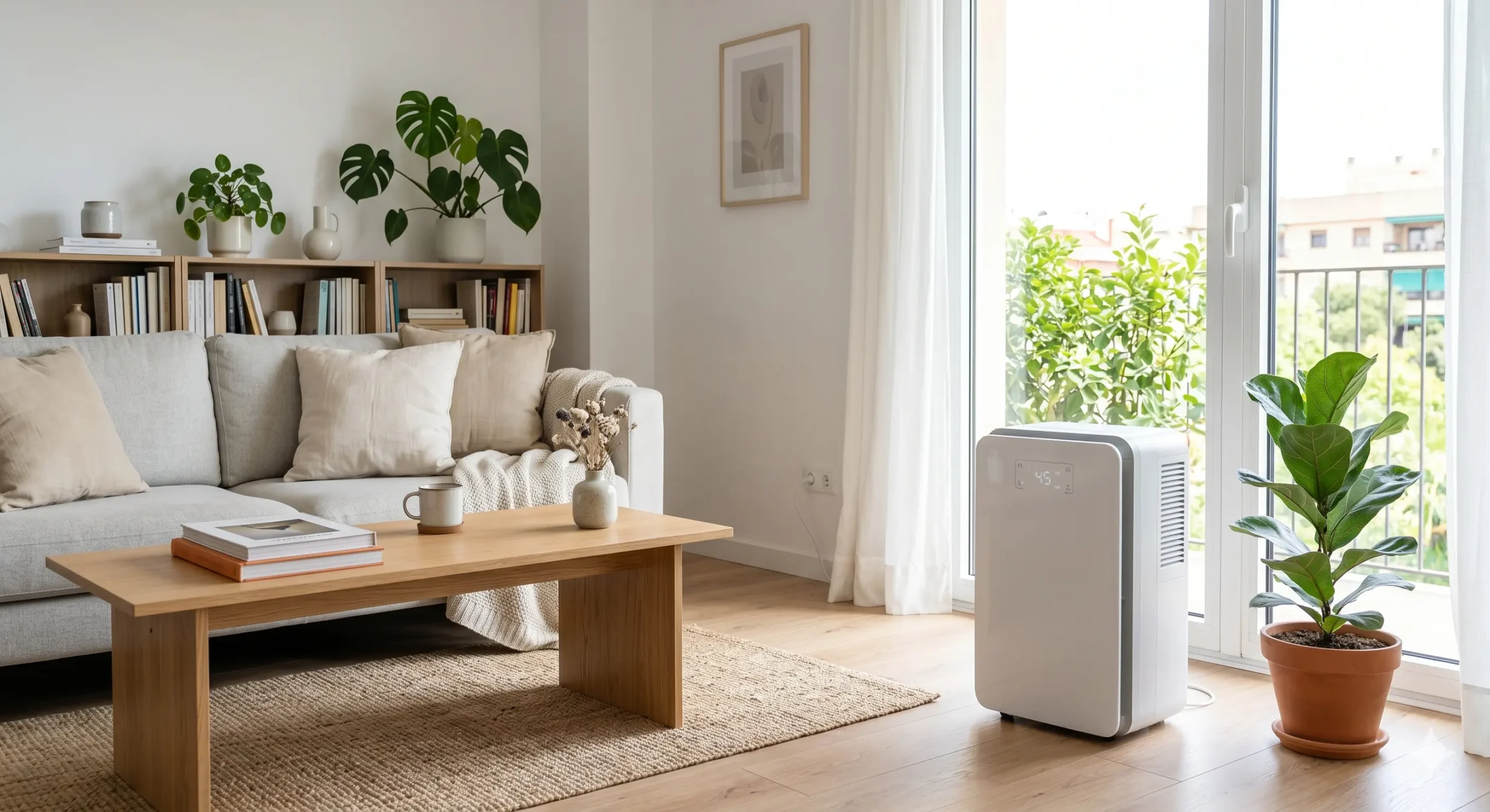 Deshumidificador en interior doméstico moderno