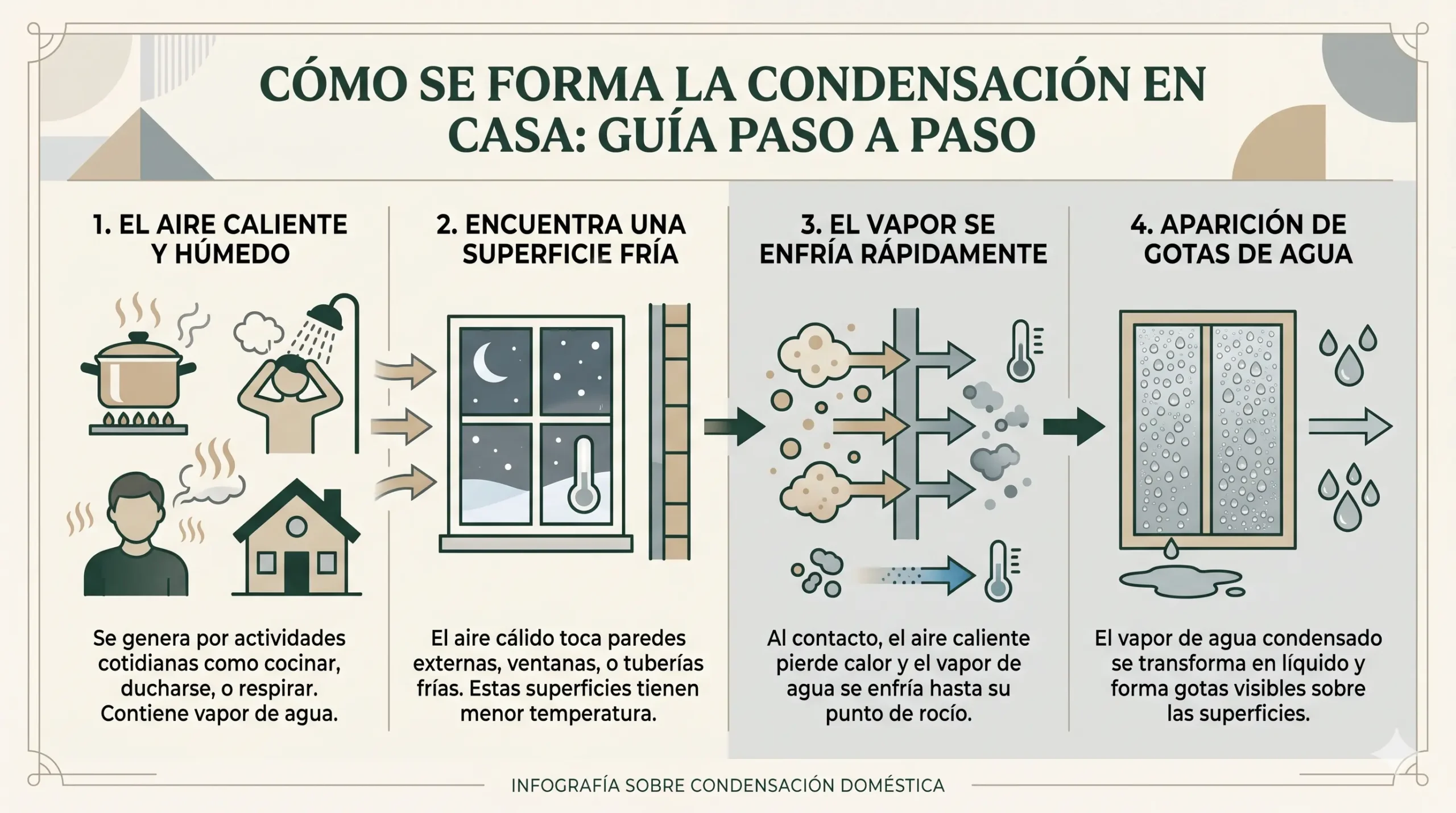 infografía sobre humedad relativa y formación de condensación