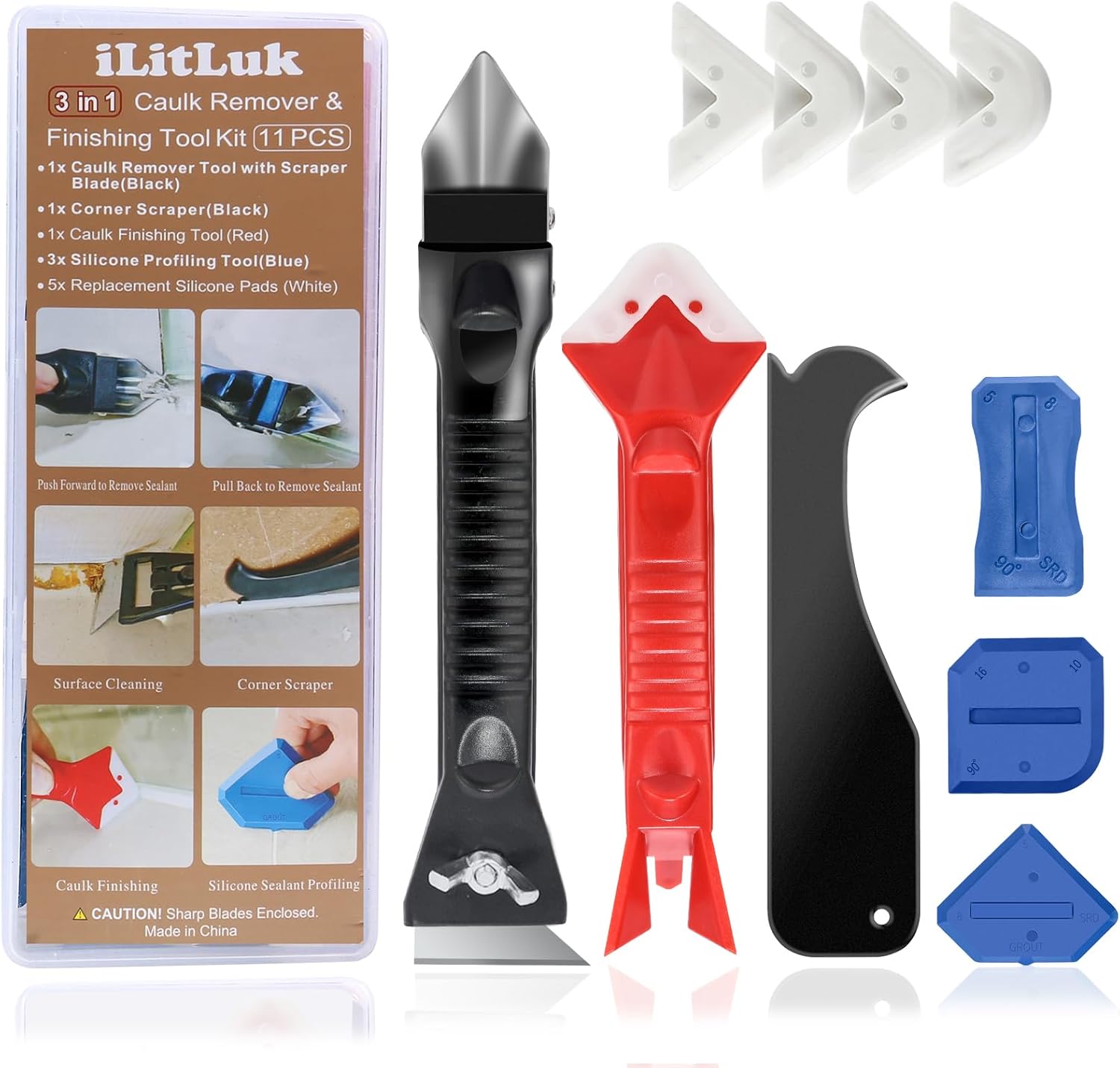 kit herramientas para quitar silicona vieja del baño y renovar juntas
