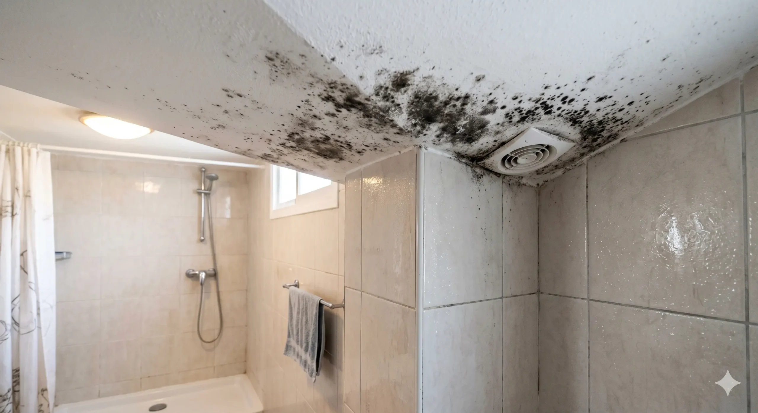 moho en techo del baño por exceso de humedad