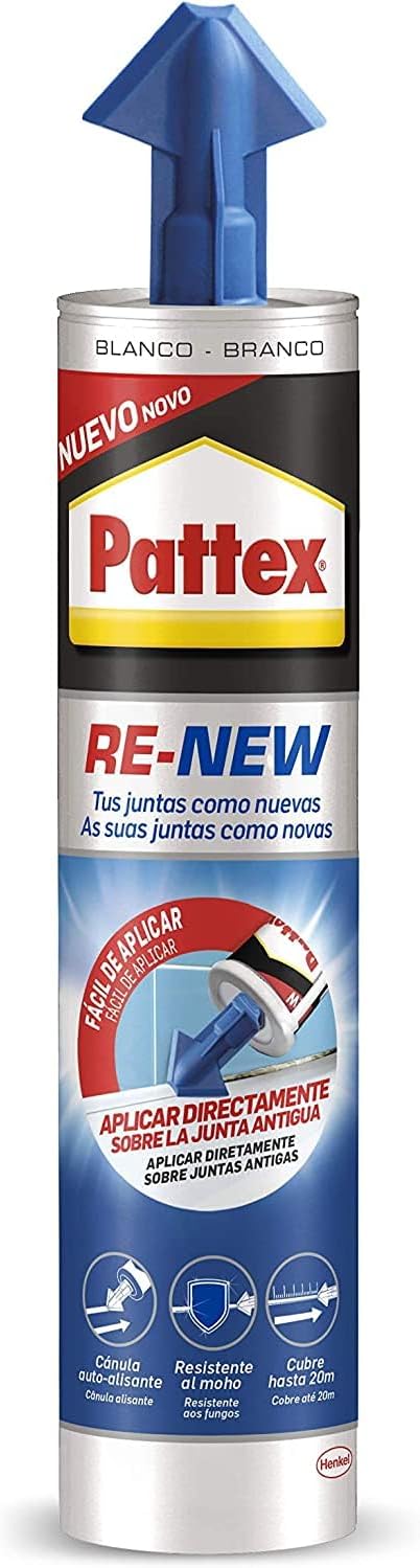 Pattex RE-NEW silicona sanitaria antimoho para renovar juntas del baño