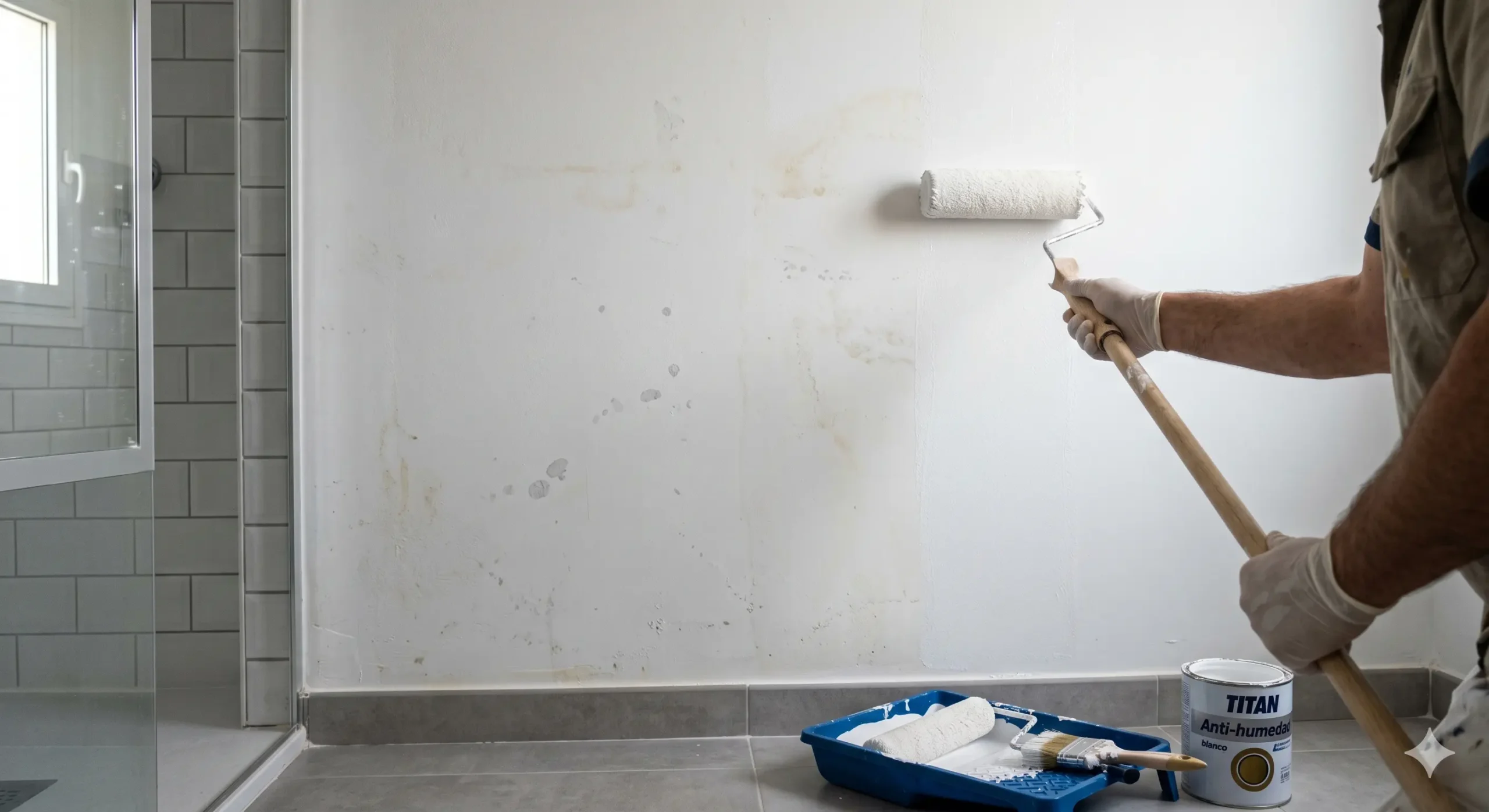 pintura antihumedad para baño con pared afectada por condensación